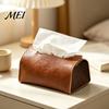 Modern Home Decor PU Leather Tissue Box, Foldable Retro Style Holder, Dining Room Organizer Decorative Desktop Organizer, for Office Desk Car