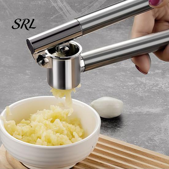 High Efficiency Garlic Crusher Stainless Steel Presser, Effortless Extended Handle Ginger Manual And Press Masher, Easy Squeeze Mincer for Kitchen