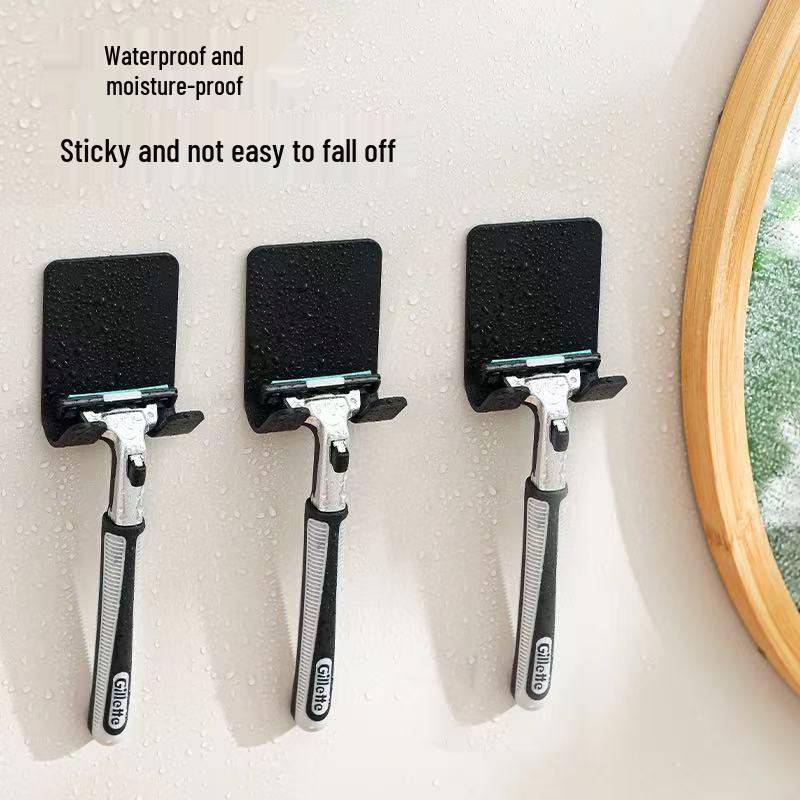 Multipurpose Razor Holder: No-Punch Bathroom Shelf & Hook Organizer