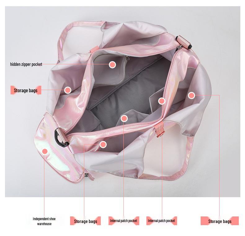 Holographic Laser Travel Bag: Wet/Dry Separation, Multifunctional Pearlescent Yoga & Fitness Luggage