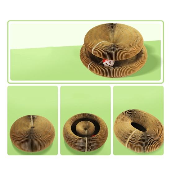 Cat Accordion Toy Magic Organ Cat Scratching Board with Ball Track Interactive Kitty Kurlz Toy Foldable Cat Scratcher for Indoor Cats