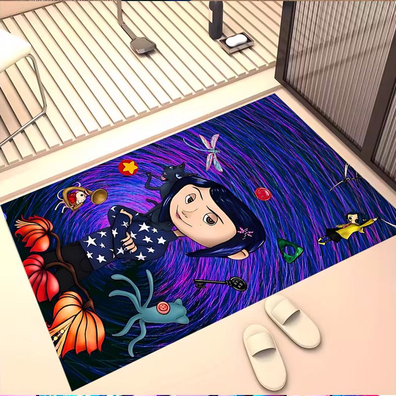 Coraline Print Rug, Washable Floor Carpet, For Entryway Dorm Laundry Room Office Study, Home Decor Birthday Christmas Gift