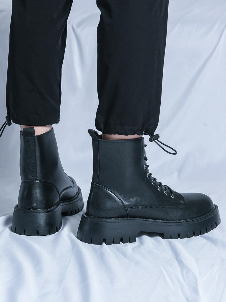 Men's shoes large size new leather boots fashion outdoor casual shoes trend British style high top Martin boots can be