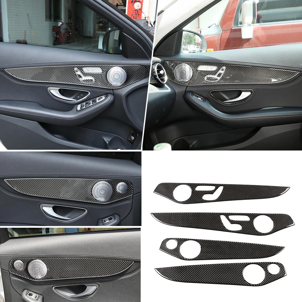 Soft Carbon Fiber For Mercedes Benz C GLC Class W205 2014- Interior Door Decoration Panel Cover Trims Car Accessories