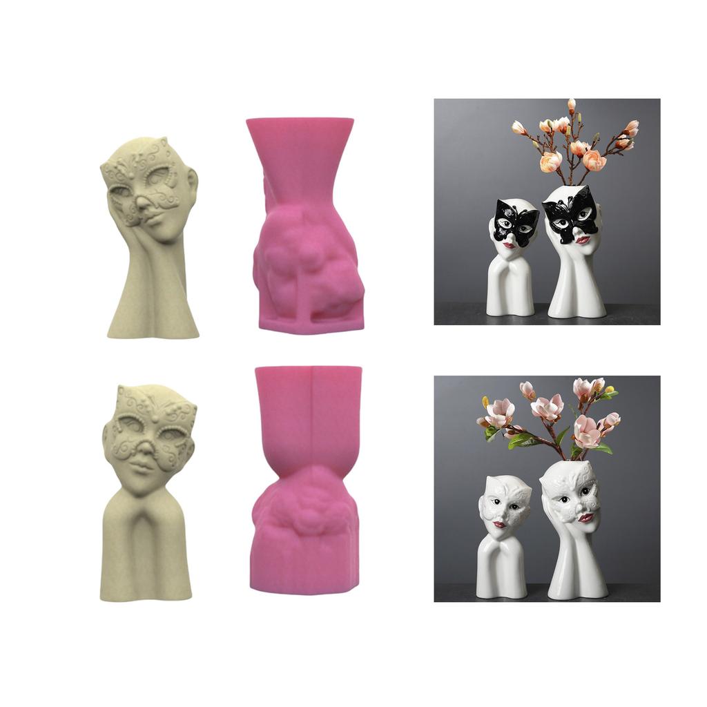 Handwerk Mädchen Maskenform Silikonform für einzigartige Pflanzgefäße Robustes Zementgips Gießwerkzeug Heimdekoration