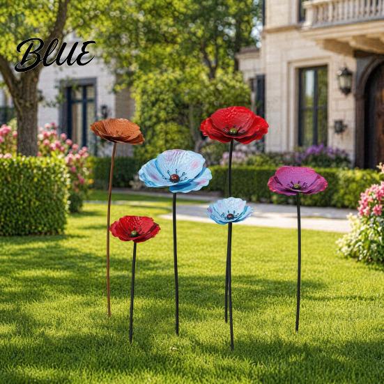 Accenti Floreali in Metallo per Patio 2 Pezzi Fiori Decorativi da Esterno Picchetti da Giardino Decorazione Fioriera