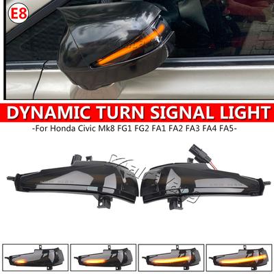2pieces Dynamic Blinker for Honda Civic 8th MK8 Sedan LED Turn Signal Light Side Mirror Lamp FG1 FG2 FA 1 2 3 4 FD 1 2 3 4 5 6 7