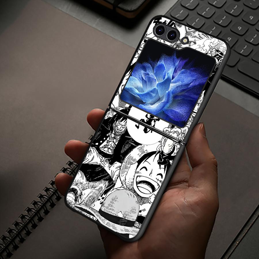 Harde Telefoonhoesje voor Samsung Galaxy ZFlip5 ZFlip6 ZFlip4 Z Flip 7 6 5 4 3 ZFlip7 FE ZFlip3 One Piece Anime Monkey D Luffy