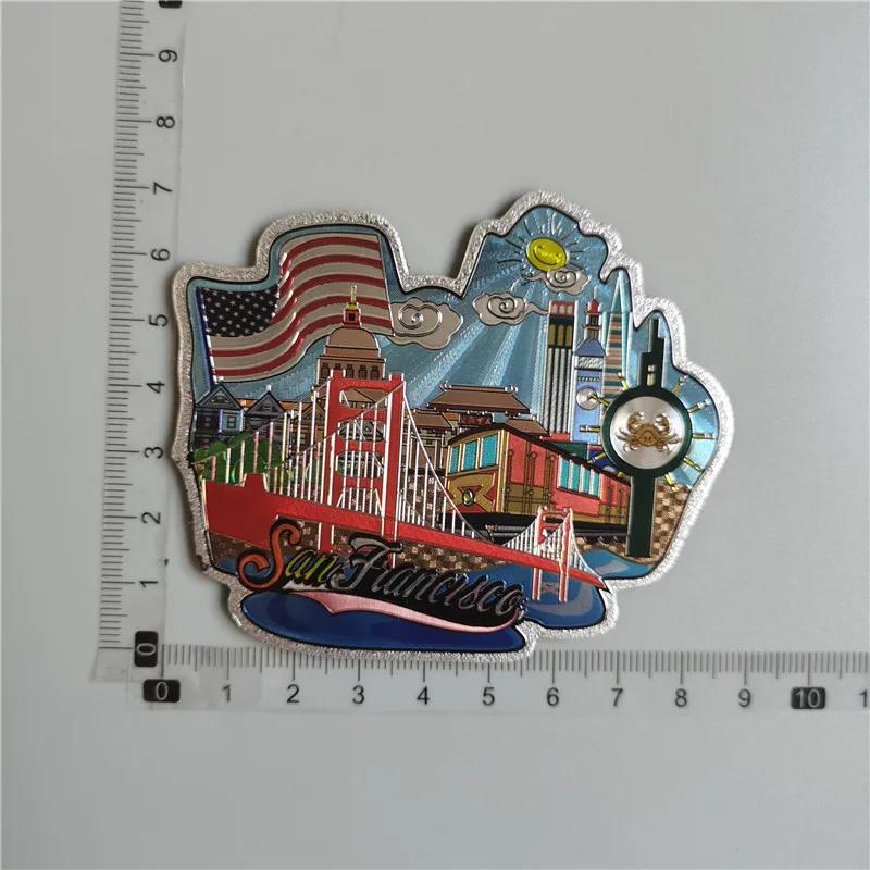 San Francisco Los Angeles Travel Souvenir Fridge Sticker Europe America Fridge Decor World Travel Souvenir Foil Paper Home Decor