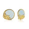 Hot Selling Gold Round Blue Leaf Earrings with Feminine Temperament Simple and Micro Inlaid Zircon