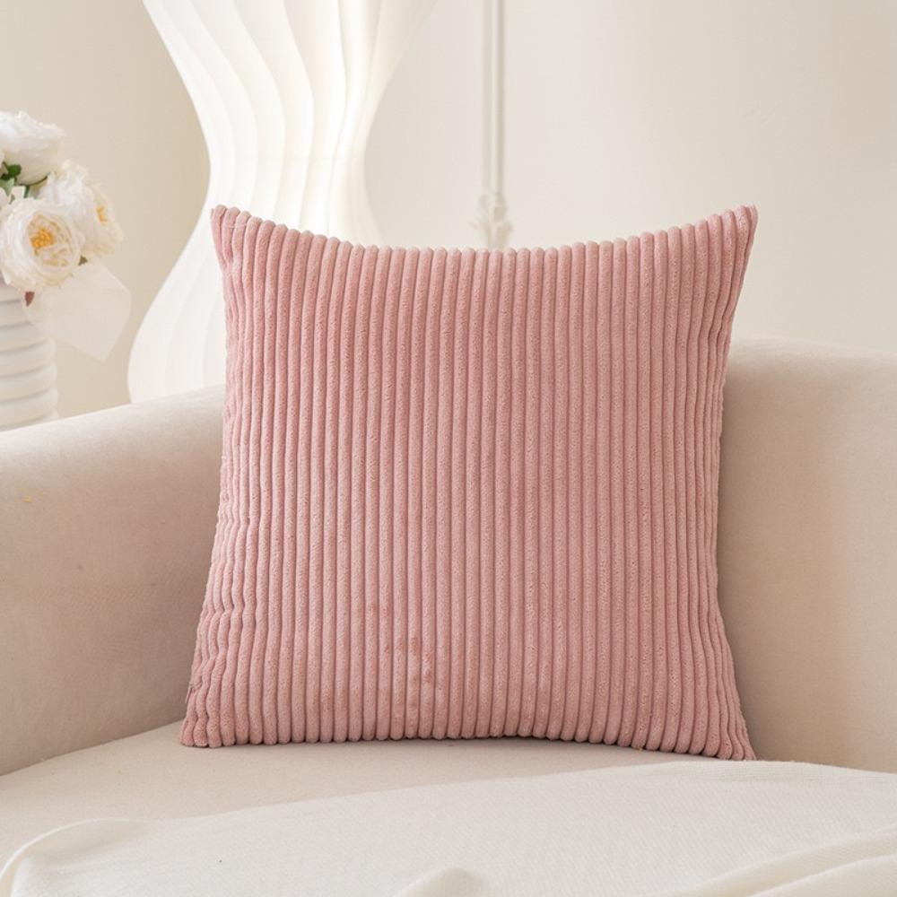 

Pillowcase Supersoft Corduroy Cushion Cover Solid Color Detachable Throw Pillow Covers 50*50 CM Striped Cushion Cover Home Decor светло-розовый