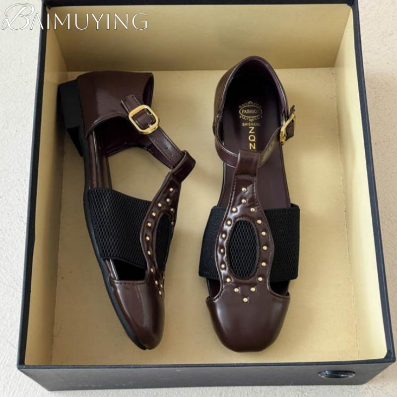 Square Toe Women Flat Sandals Loafers Shoes Woman Summer 2025 Trend Elegant Dress Designer Soft Sole Comfort Sandalias Mujer