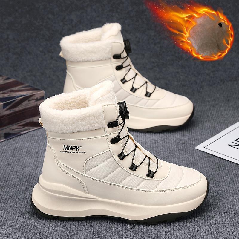 

Зимові теплі зимові черевики для чоловіків Водонепроникні короткі ботильйони Взуття Чоловічі черевики зі штучного хутра на підкладці проти ковзання на шнурівці Прогулянкові черевики на відкритому повітрі для походів у походи 44 бежевий