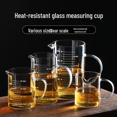 Copo Medidor Transparente de Vidro Borossilicato Resistente ao Calor com Escala - Espessado, Grande Capacidade para Uso Doméstico