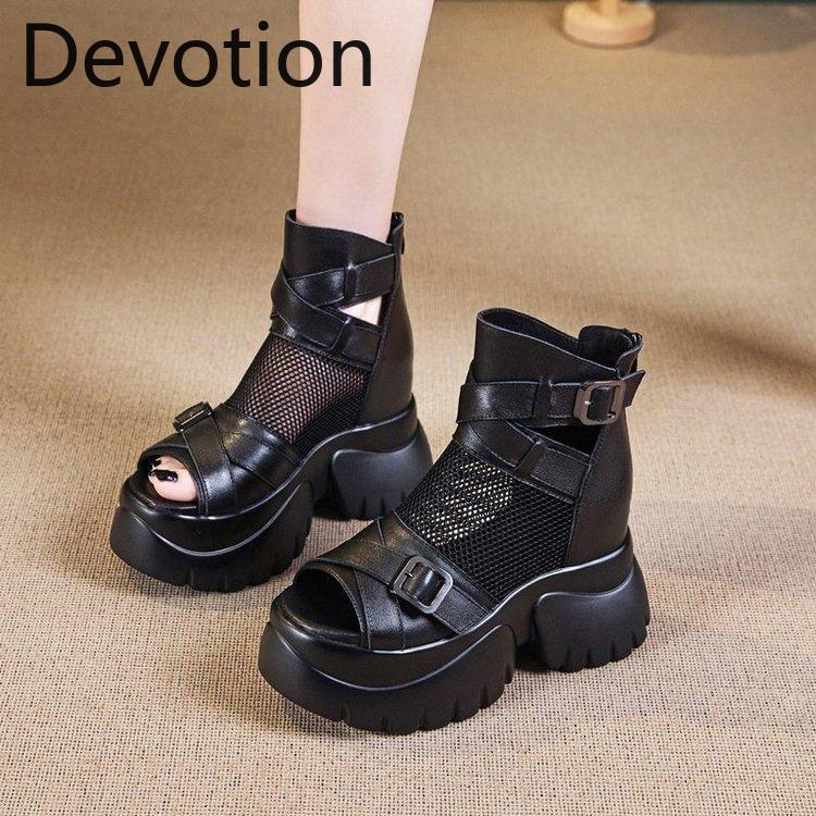 High-top Women's Shoes, Short Boots, Perforated and Breathable Mesh Upper Shoes, Sandals Devotion