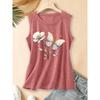2026 Vintage Distressed Fine Feather Love Parrot Print Women Sleeveless Vest Round Neck Daily Commute Spring Summer Autumn Casual Tank Top