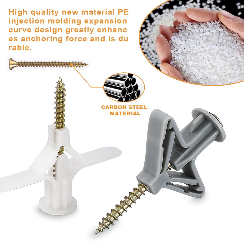 25 Sets Of Nylon Expansion Drywall Anchoring kit With Galvanized Carbon Steel Screws, Self-Drilled Wall, Special For Drywall