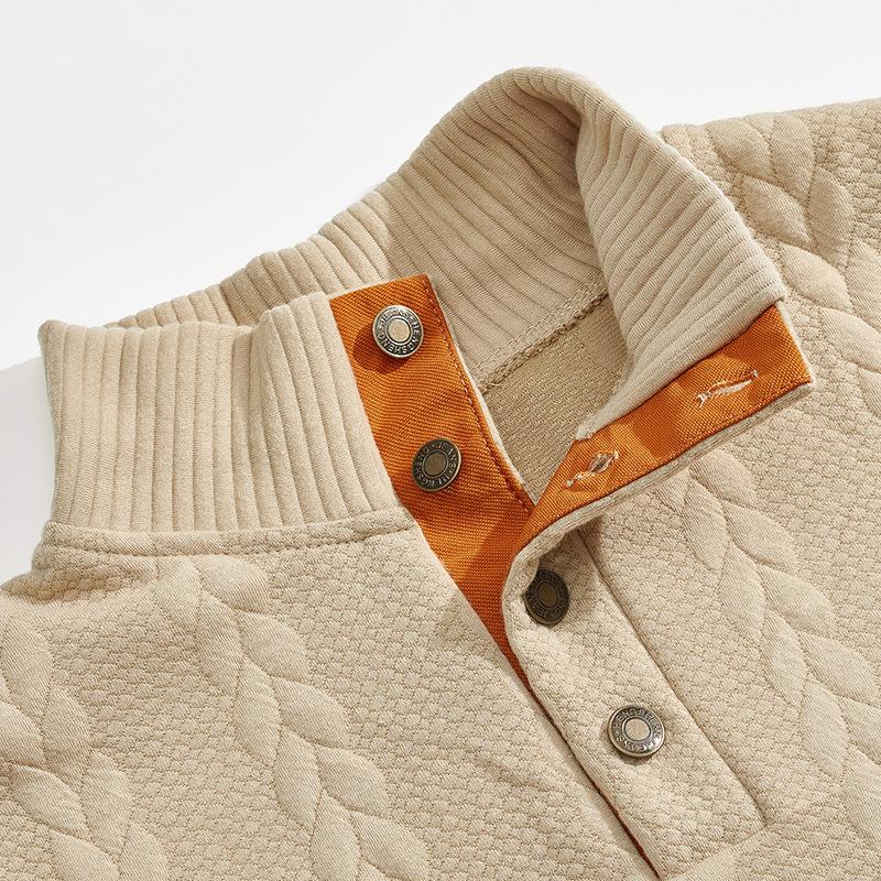 Men Fashion New Hoodless Jacquard Autumn Winter Long Sleeve Pullover Embroidered Patchwork Plus Size Sweatshirts for Mens Loose Fit Tops