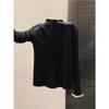 Semi-turtleneck Front Shoulder Long-sleeved Knitted Sweater Women's Autumn and Winter Lace Splicing Bottoming Shirt, Thin and High-end Inner Top
