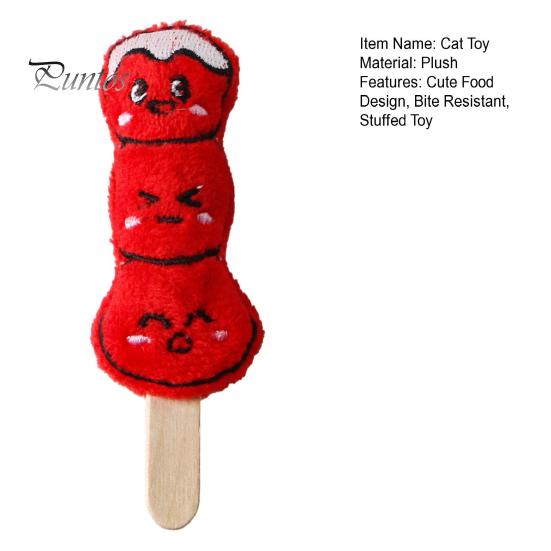Small Lightweight Cat Kitten Toys Plush Chew Toy, Sugarcoated Haws Stick Design, Teething Solo Play for Cats Stuffed Toy Indoor Biting, Boredom