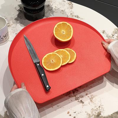 TPU Non Slip D Shaped Cutting Board Double Sided Red Chopping Board Anti Bacterial Kitchen Board