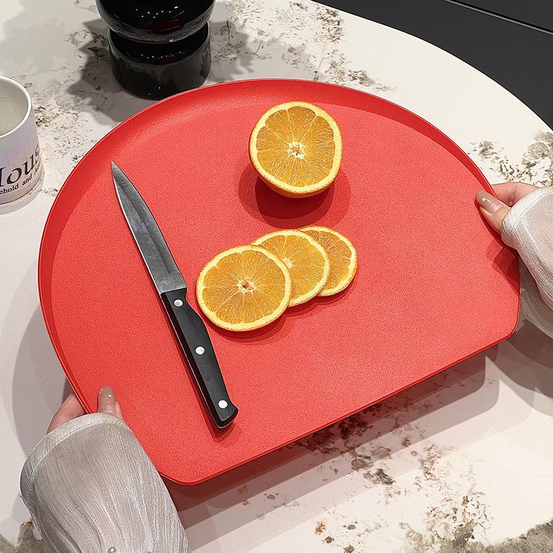 TPU Non Slip D Shaped Cutting Board Double Sided Red Chopping Board Anti Bacterial Kitchen Board