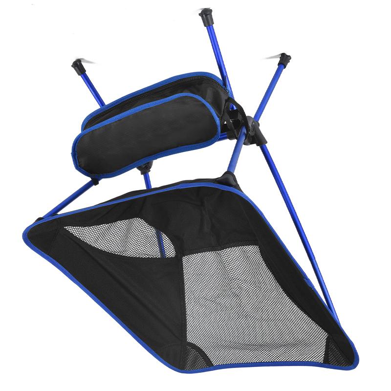 Outdoor Folding Beach Chair Portable Mesh Back Aluminum Alloy Rack Camping Chair for Fishing Dark Blue