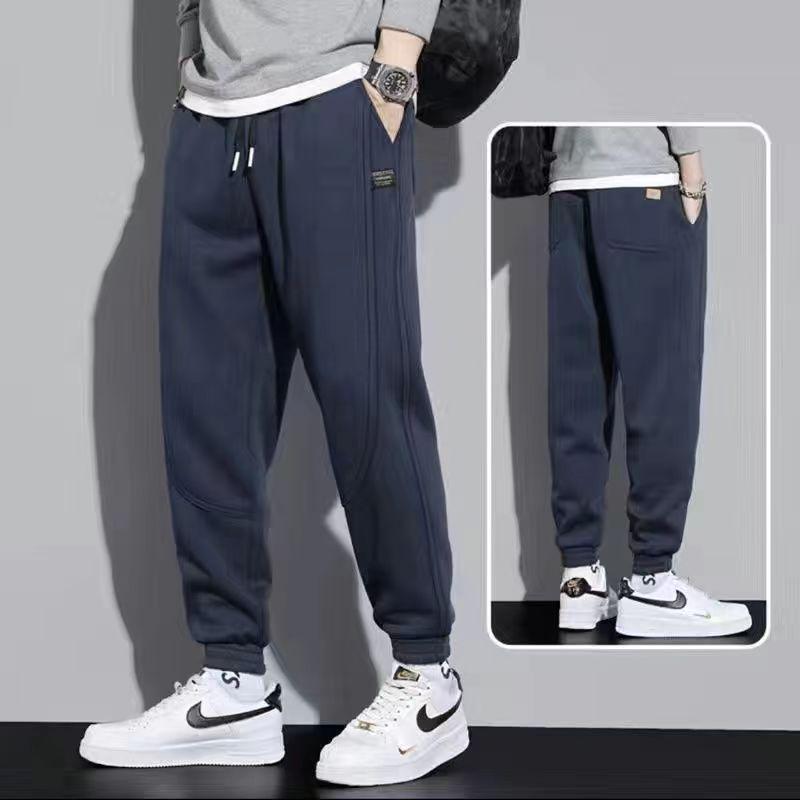 Men's Velvet-Lined Sweatpants - Thick, Trendy, Versatile Sports Trousers for Spring and Autumn