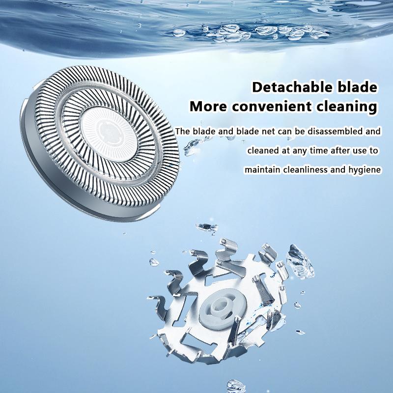 Men's Mini Electric Travel Shaver Double Ring Face Beard Razor LCD Power Display Type-C Rechargeable Painless Cordless Trimmer
