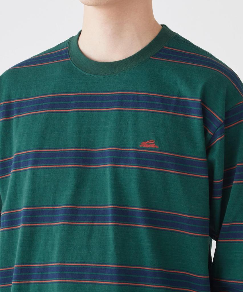 Embroidery for Green [Cliff Mayer] One-point Multi-border Long-sleeved T-shirt Men, Medium,