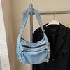 Denim Casual Zipper Pocket Underarm Bag Locomotive Bag New Autumn and Winter Multi-pocket Shoulder Messenger Bag