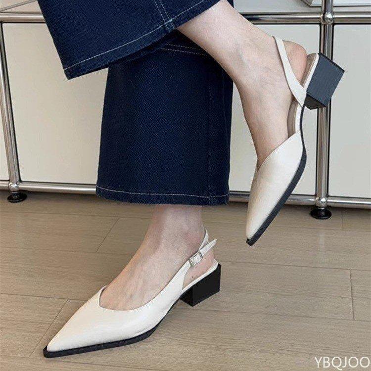 Ladies Shallow Low Heel Lightweight comfortable shoes Summer Fashion Pointed Toe Sandals Casual Dress Street Style Shoes Mujer