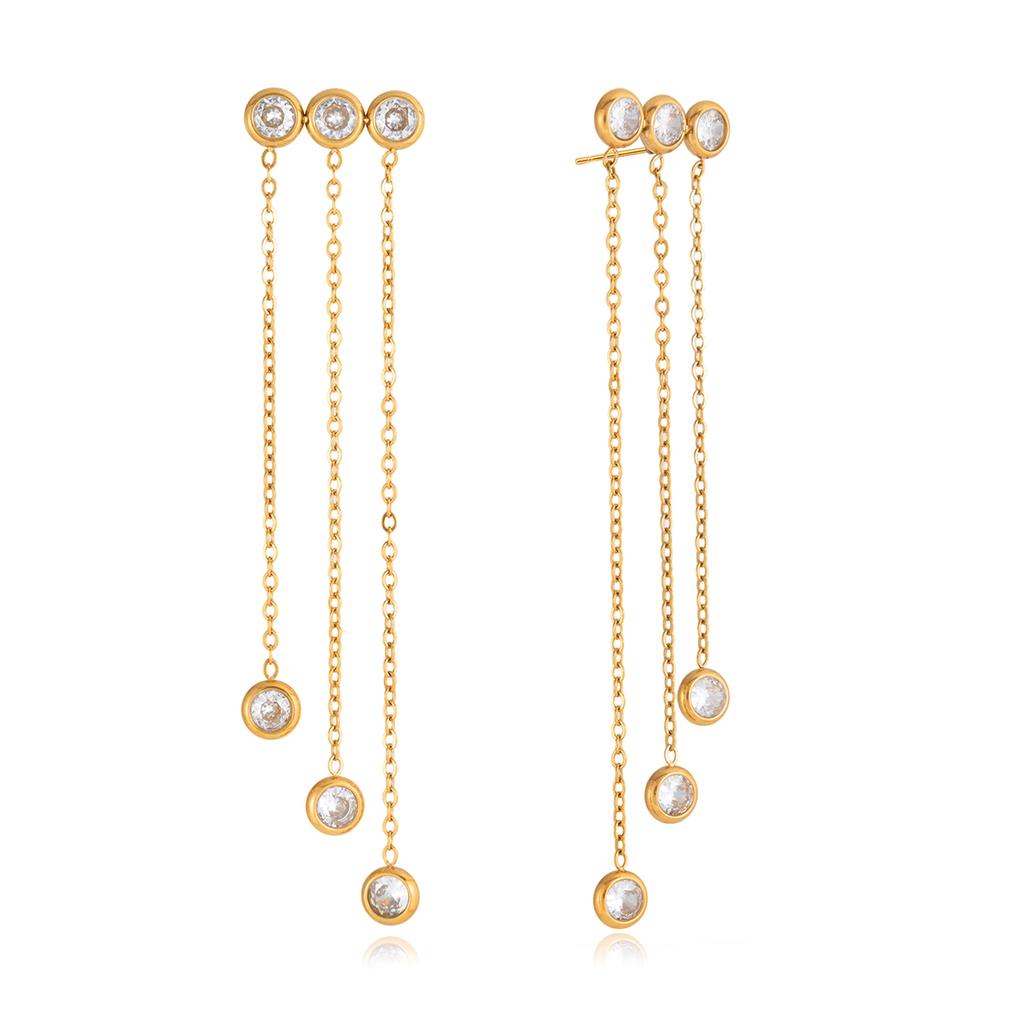 Yori High Quality Stainless Steel Cubic Zirconia Chain Tassel Earrings Prevent Allergy Fashion Autumn Winter Jewelry 2026