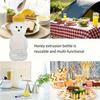 240ml Plastic Bear Honey Bottle Jars Empty Honey Squeeze Container with Flip-lid Reusable Bear Shaped Juice Bottle for Syrup Sauce Storing Dispensing