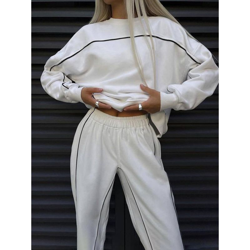 Western Style New Fashion Casual Loose Round Neck Long Sleeve Hoodie Trousers Set Top and Pants Set
