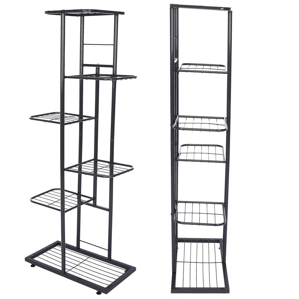 6 Etagen Blumen Pflanzen Töpfe Ständer Pflanzgefäß Ausstellungsregal für Innen Außen Gartendekoration Dunkelgrau