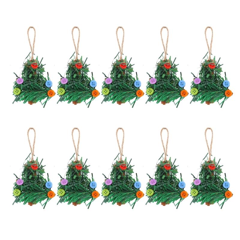 

10Pcs Colorful Buttons Christmas Tree Hanging Pendant Decorations Handmade Holiday Small Ornaments for Home and Office 1