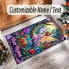 Forest Theme Crystal Velvet Floor Rug Personalized Custom Name Text Warm Carpet Home Decoration