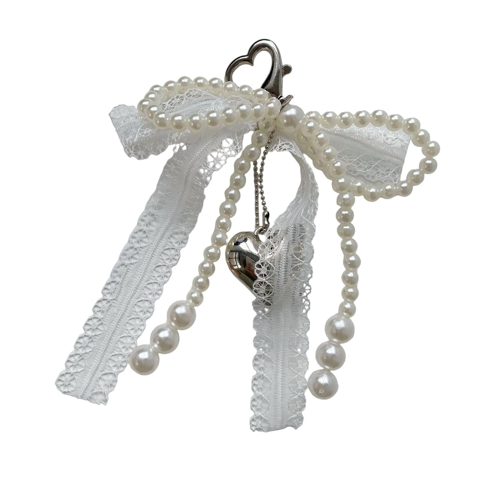 

Элегантный кружевной бант брелок с искусственным жемчугом для женщин и девочек модный аксессуар для сумки подарочный сплав брелок белый