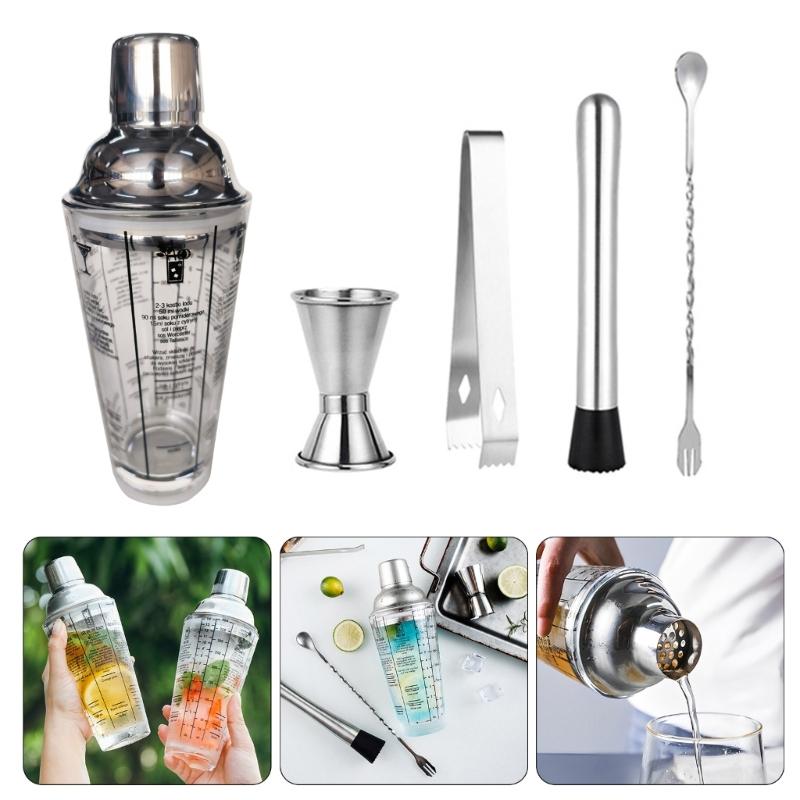 Elegant 400ml Cocktails Mixing Set Shaker Set Including Large Shaker Stirrer and Measuring Cup for Parties
