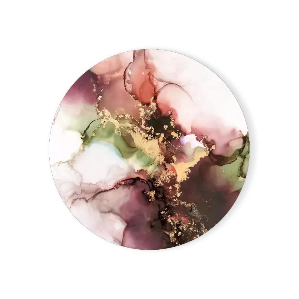Abstract Art Coasters for Drinks Tabletop Protection Teal Watercolor Round Enamel Coasters Set with Cork Base Housewarming Gift