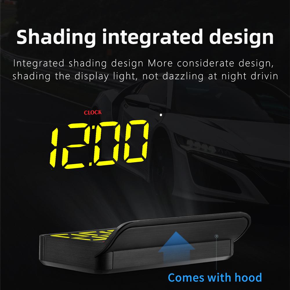 Head Up Display OBD2 Car Speedometer Water Temp Clock HUD Over-speed Alarm Big Font Windshield Projector Auto Electronic Parts