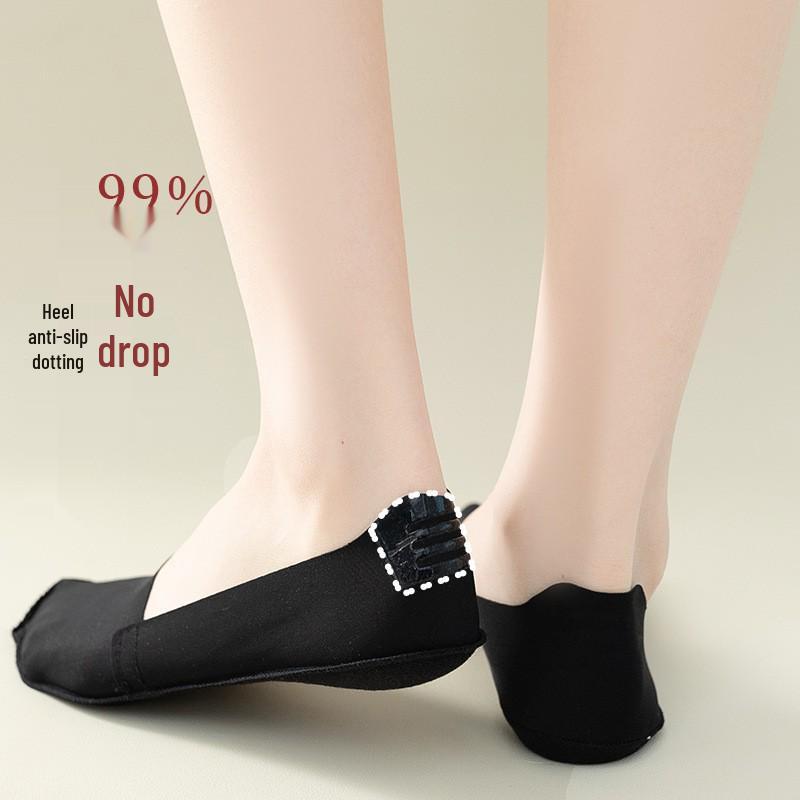 Women's Non-Slip Ice Silk Ankle Socks - Breathable, Sweat-Absorbent, Invisible Design with Deep Cut