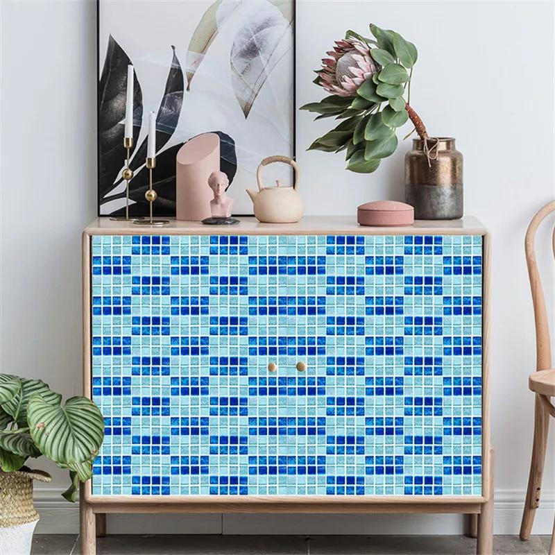 10PCS Mosaic Style Tile Simulation Stickers Self-adhesive Kitchen Waterproof PVC Wall Stickers Living Room Bathroom Decoration
