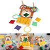 Childrens Lion Fun Bean Bag Toss Ring Game With Wooden Material For Educational Play