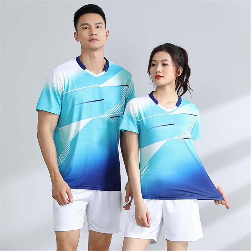 Unisex Badminton Sport Set Short Sleeve Top Shorts Men Women Kids Athletic Wear