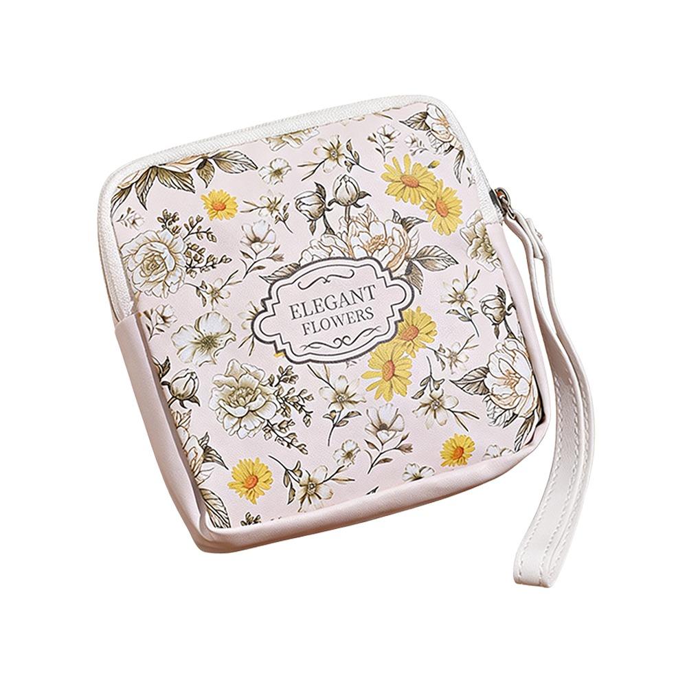

Portable PU Sanitary Pads Bag Large Capacity Multipurpose Coin Purse Mini Data Cables Organizer