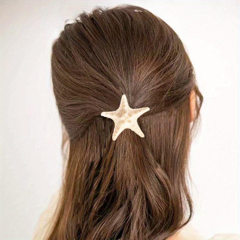 Set of 4 Elegant Starfish Hair Clips - Bohemian Style Resin Mermaid Tail Accessories, Perfect for Beach And Ocean-Themed Parties