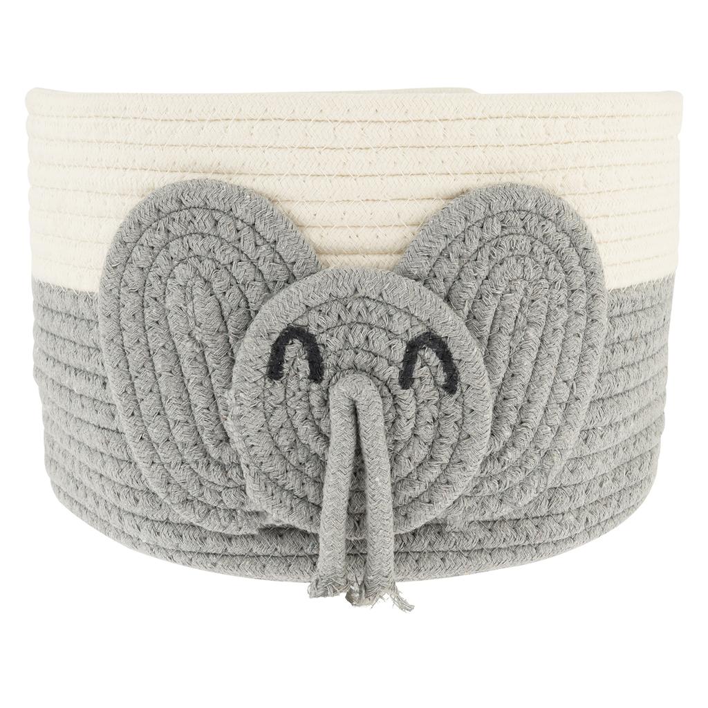 Elephants Cotton Rope Storage Basket Cute Baby Laundry Basket Versatile Safe Cotton Rope Toy Storage Basket for Home