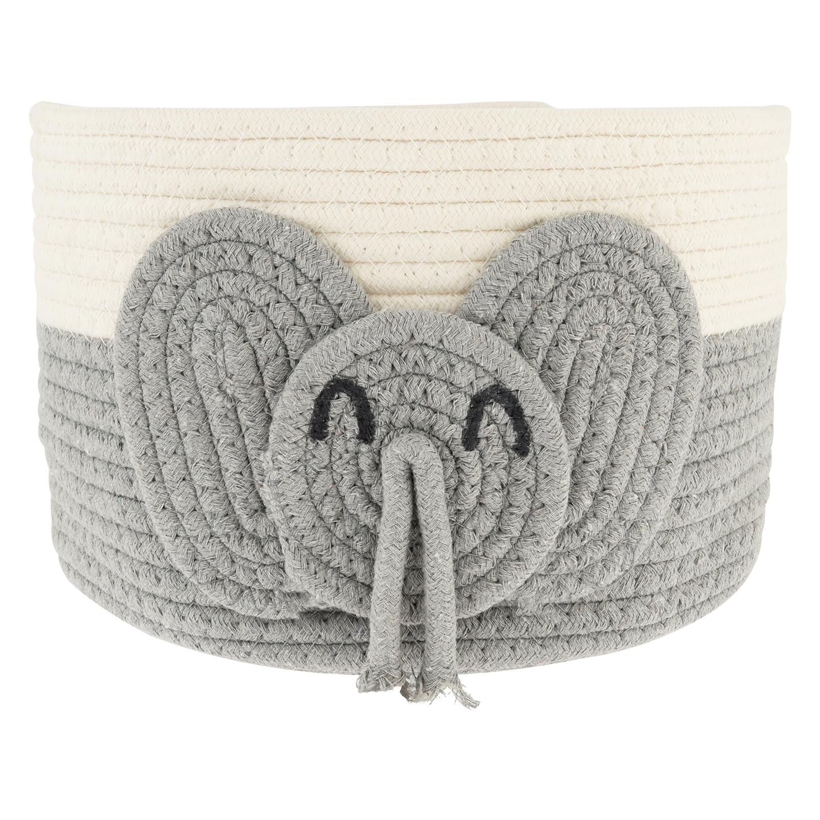 Elephants Cotton Rope Storage Basket Cute Baby Laundry Basket Versatile Safe Cotton Rope Toy Storage Basket for Home 6156₽